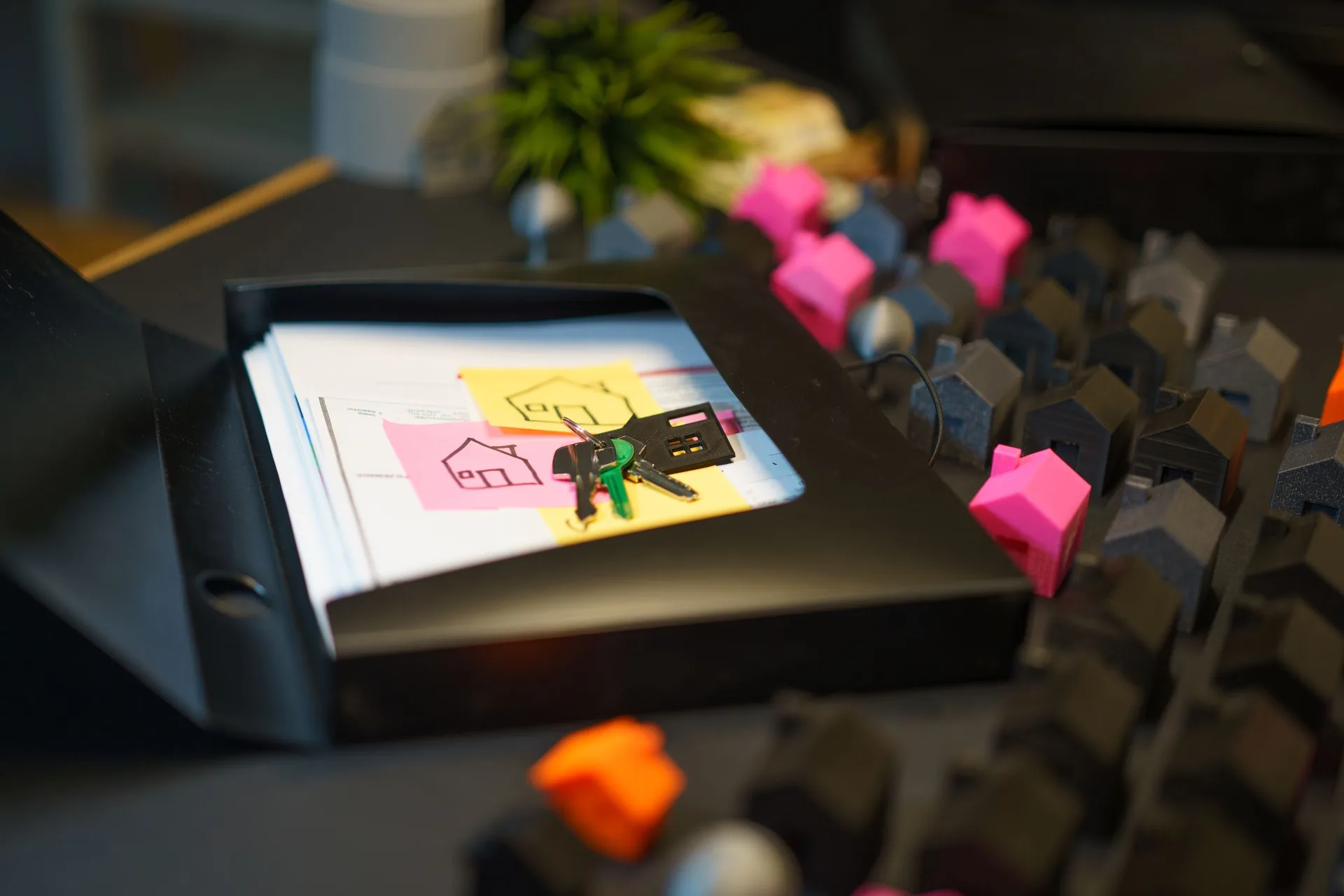 House keys and property documents on a desk
