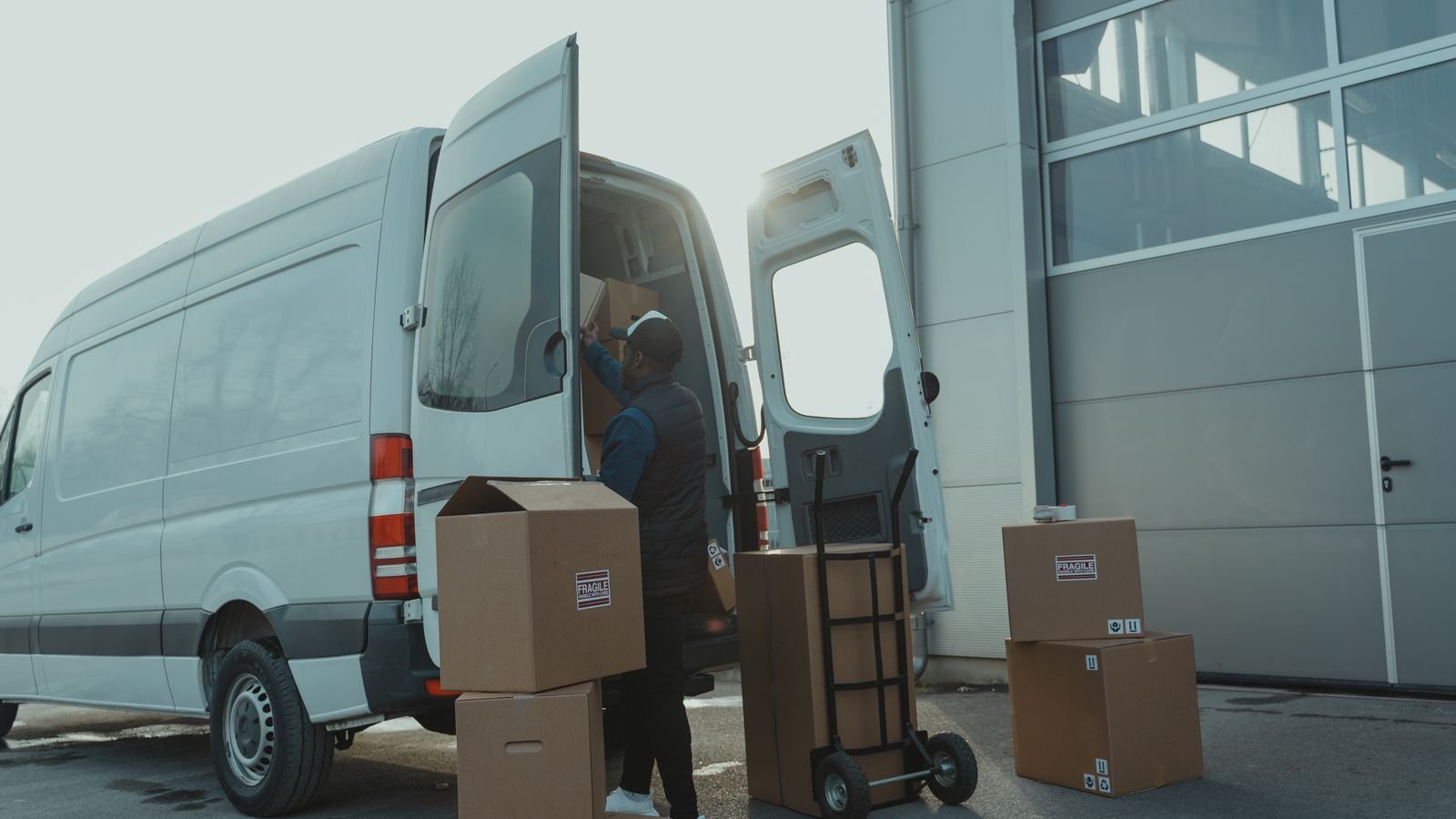 Boxes being loaded into a van
