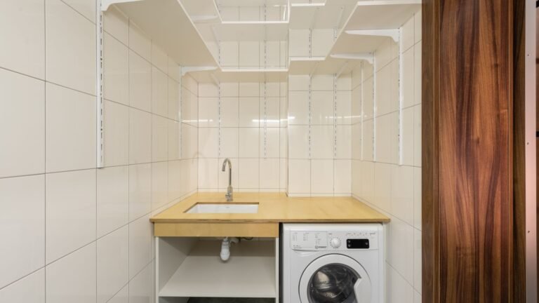 Minimalist utility space with a washing machine
